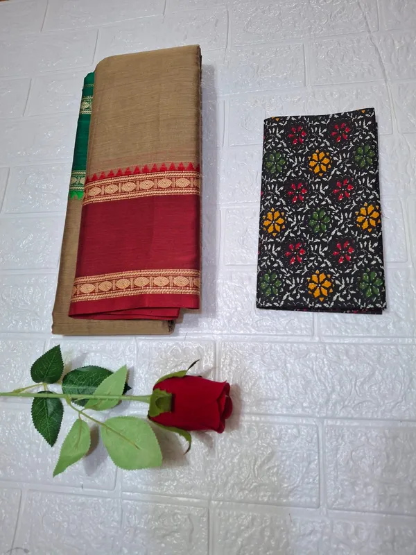 Beige_Cream_Ganga_Jamuna_Arani_Gass_CottonMasarasaised__Saree_With_Kalamkari_1_Meter_Blouse_Free_For_Women