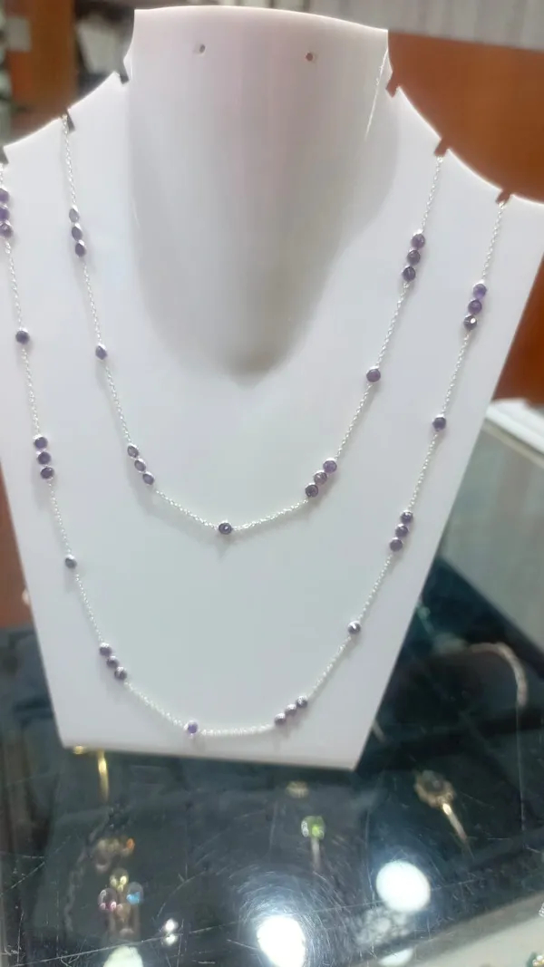925_Silver_Jewellery_Purple_Amethyst_Silver_Long_Necklace_Set_For_Women