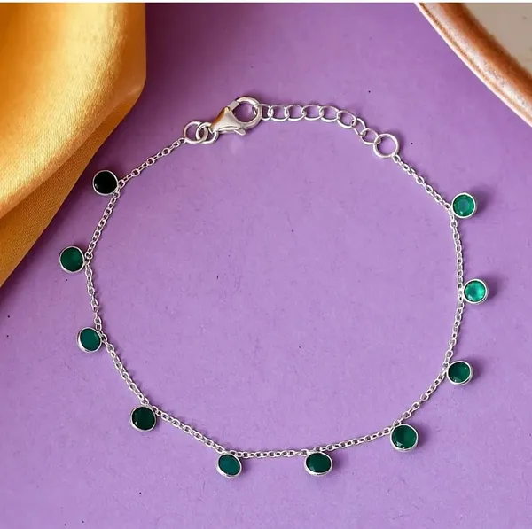 925_Silver_Jewellery_Green_Onyx_Stone_Charm_Bracelet_For_Women