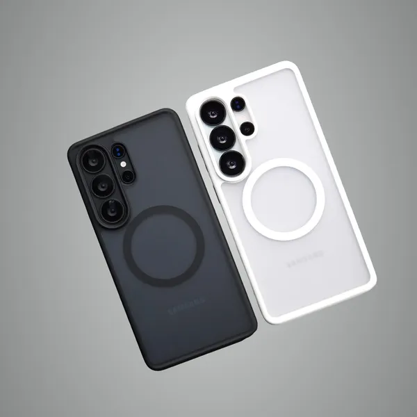 Black_And_White_Wireless_Charging_Magnetic_Transparent_With_Black_Border_Shockproof_Back_Cover_Case_For_S26Ultra