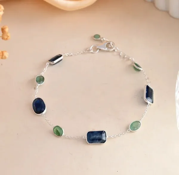 925_Silver_Jewellery_Blue_Sapphire_Emerald_Silver_Gemstone_Bracelet_For_Women