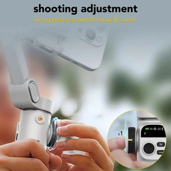White_Smartphone_Gimbal_Stabilizer_With_Led_Fill_Light