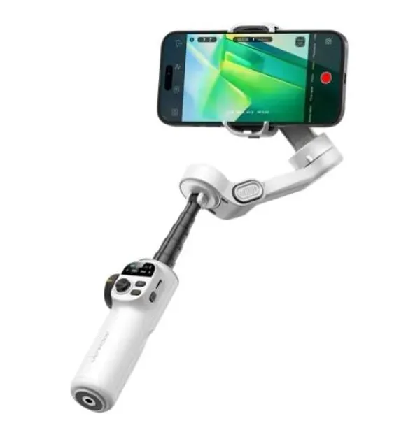 White_Smartphone_Gimbal_Stabilizer_With_Led_Fill_Light