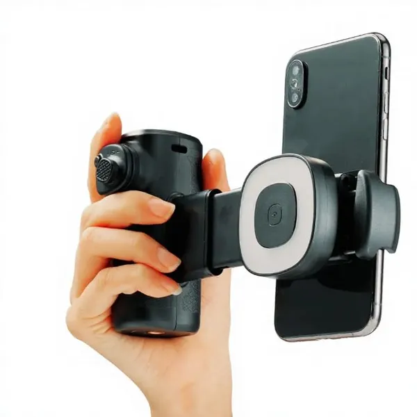 Black_Mobile_Phone_Camera_Grip_With_Ring_Light_And_Wireless_Remote