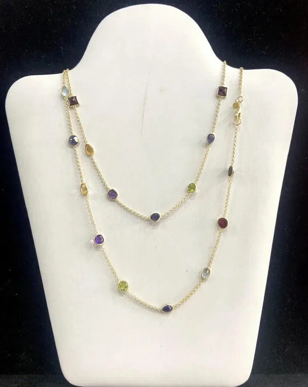 925_Silver_Jewellery_Multicolor_Gemstone_Long_Chain_Necklace_For_Women