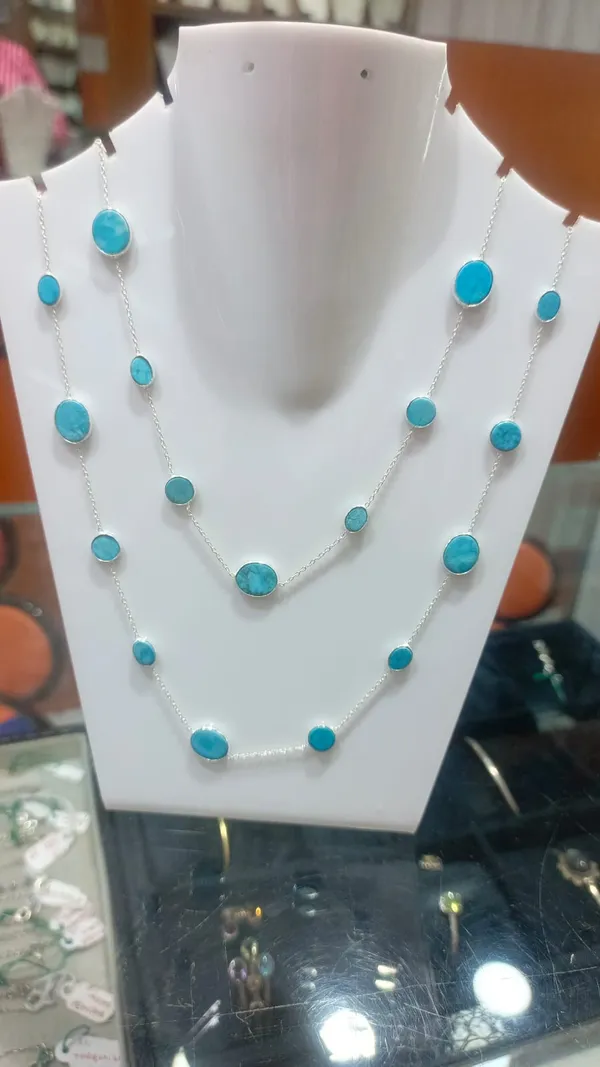 925_Silver_Jewellery_Howlite_Silver_Long_Chain_Necklace_Set_For_Women