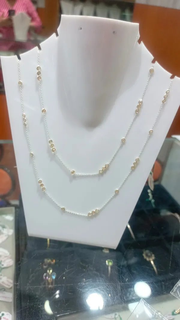 925_Silver_Jewellery_Yellow_Citrine_Delicate_Long_Chain_Necklace_Set_For_Women