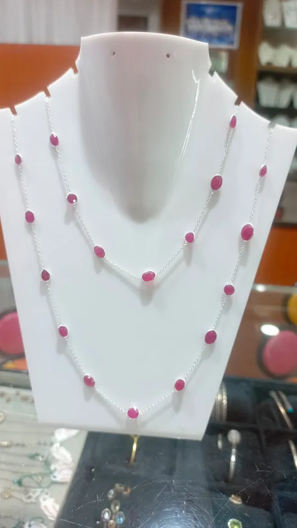 925_Silver_Jewellery_Red_Ruby_Silver_Long_Chain_Necklace_For_Women
