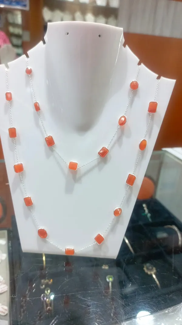 925_Silver_Jewellery_Red_Onyx_Silver_Long_Chain_Necklace_For_Women