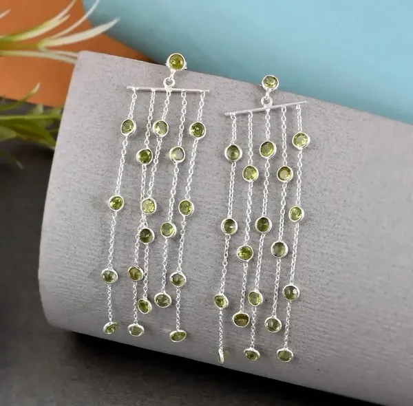 925_Silver_Jewellery_Green_Peridot_Sterling_Silver_Chandelier_Earrings_For_Women