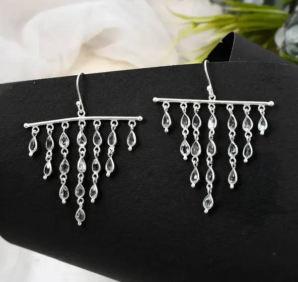 925_Silver_Jewellery_Blue_Topaz_Silver_Multi_Strand_Waterfall_Dangle_Earrings_For_Women