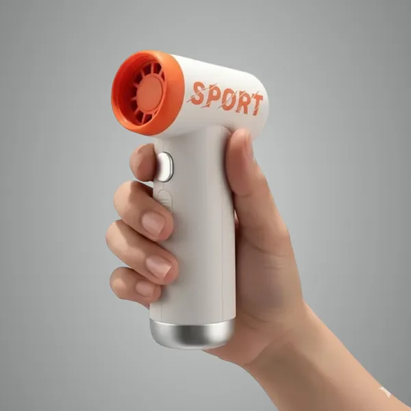 White_And_Orange_Portable_Rechargeable_Hand_Fan