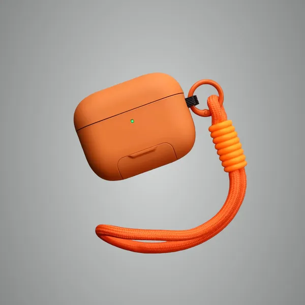 Orange_Silicone_Case_For_Airpods_Pro_With_Lanyard