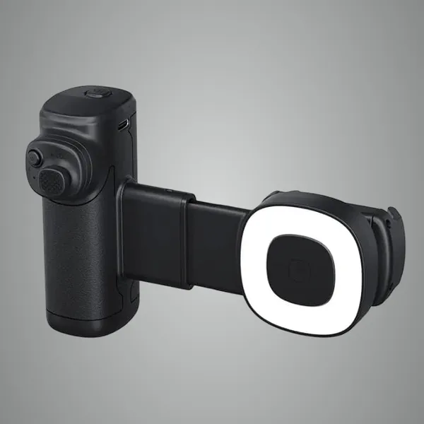 Black_Mobile_Phone_Camera_Grip_With_Ring_Light_And_Wireless_Remote