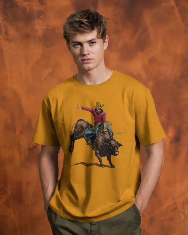 Yellow_Cotton_Rough_&_Reckless_Cowboy_Bull_Ride_Tee