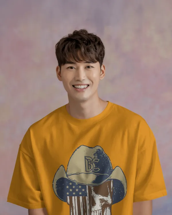 Yellow_Cotton_Cowboy_Skull_Oversized_T-Shirt_|_Grunge_Western_Graphic