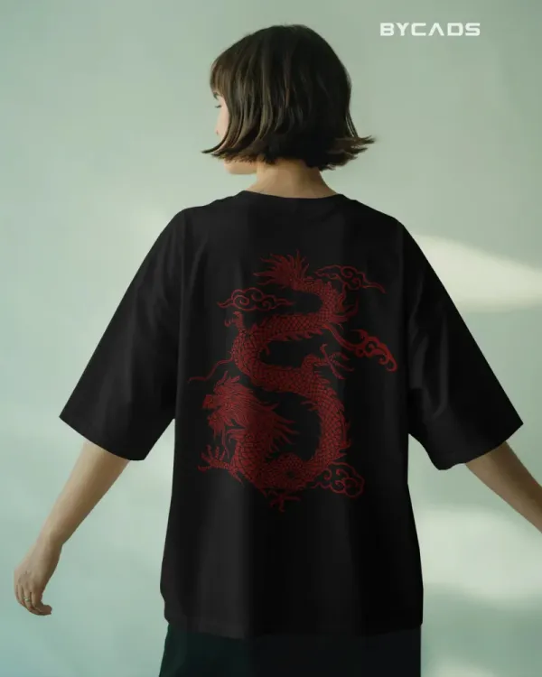Black_Cotton_Unique_Red_Dragon_|_Oversized_Urban_Warrior_T-Shirt
