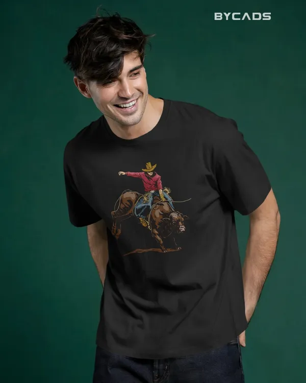 Black_Cotton_Rough_&_Reckless_Cowboy_Bull_Ride_Tee