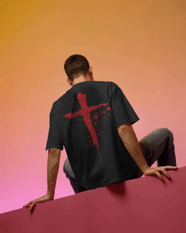 Black_Cotton_Bloodstroke_Cross_Oversized_T-Shirt_|_Street_Creed