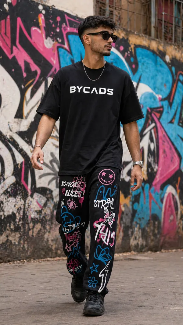 BYCADS_Graffiti_Street_Art_Black_Joggers_–_Color_Splash_Graphic_Lower_Pants