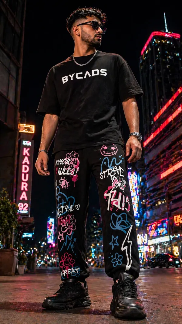BYCADS_Graffiti_Street_Art_Black_Joggers_–_Color_Splash_Graphic_Lower_Pants