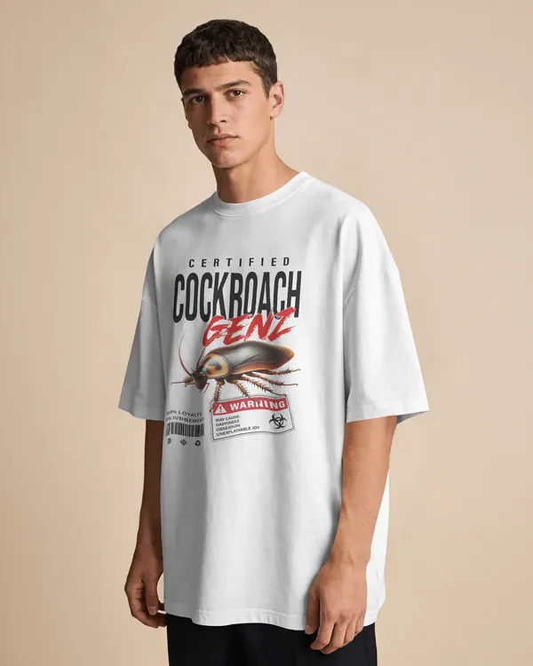 BYCADS_Half_Sleeve_Round_Neck_Cotton_Blend_Graphic_Print_Certified_Cockroach_GENZ_Oversized_T-Shirt