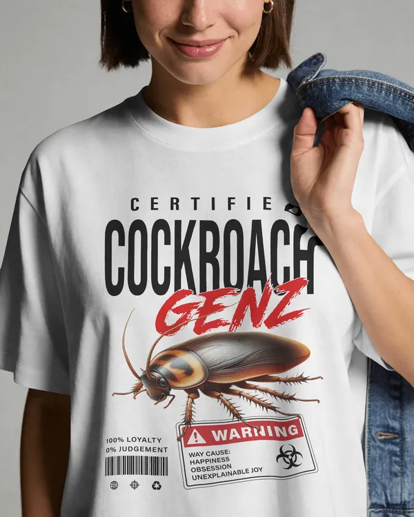 BYCADS_Half_Sleeve_Round_Neck_Cotton_Blend_Graphic_Print_Certified_Cockroach_GENZ_Oversized_T-Shirt