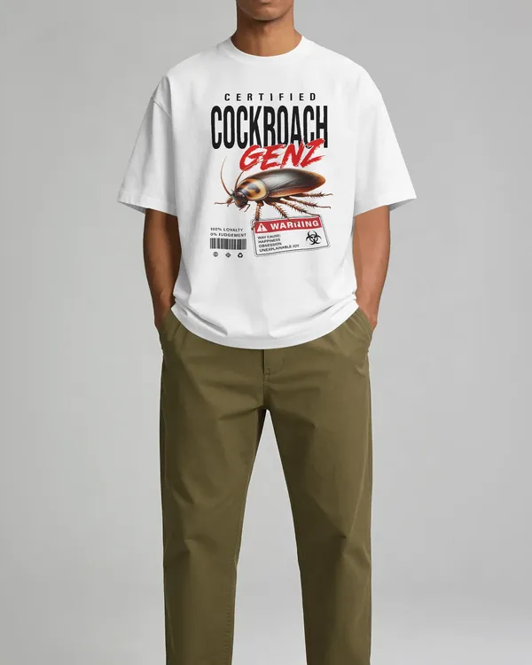 BYCADS_Half_Sleeve_Round_Neck_Cotton_Blend_Graphic_Print_Certified_Cockroach_GENZ_Oversized_T-Shirt