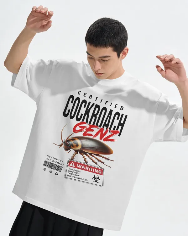 BYCADS_Half_Sleeve_Round_Neck_Cotton_Blend_Graphic_Print_Certified_Cockroach_GENZ_Oversized_T-Shirt