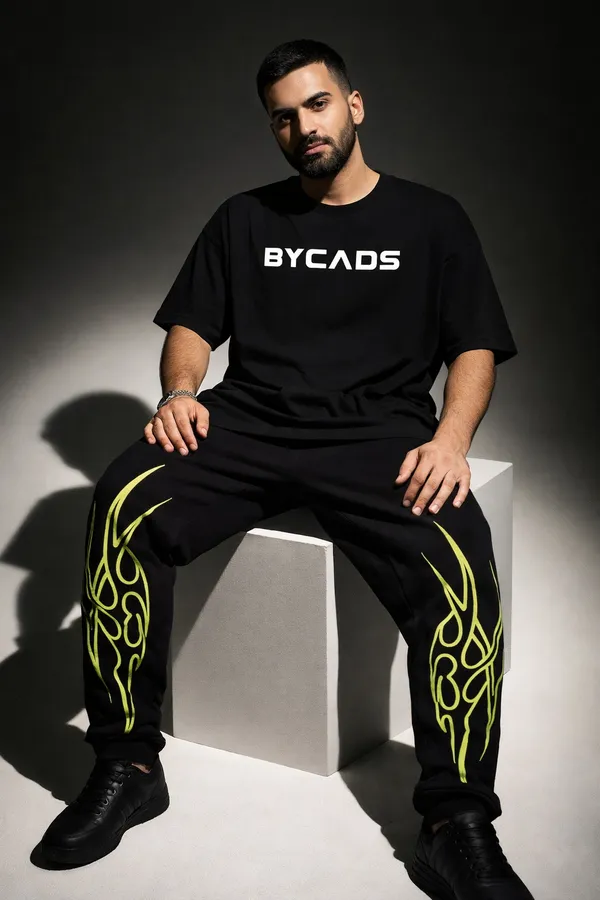 BYCADS_Neon_Tribal_Flame_Black_Joggers_–_Glow_Streetwear_Graphic_Lower
