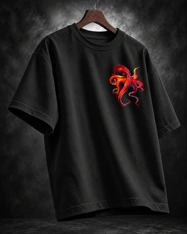 BYCADS_Octopus_Oversized_Black_T-Shirt_|_100%_Cotton_240_GSM_Unisex_Graphic_Streetwear_Tee