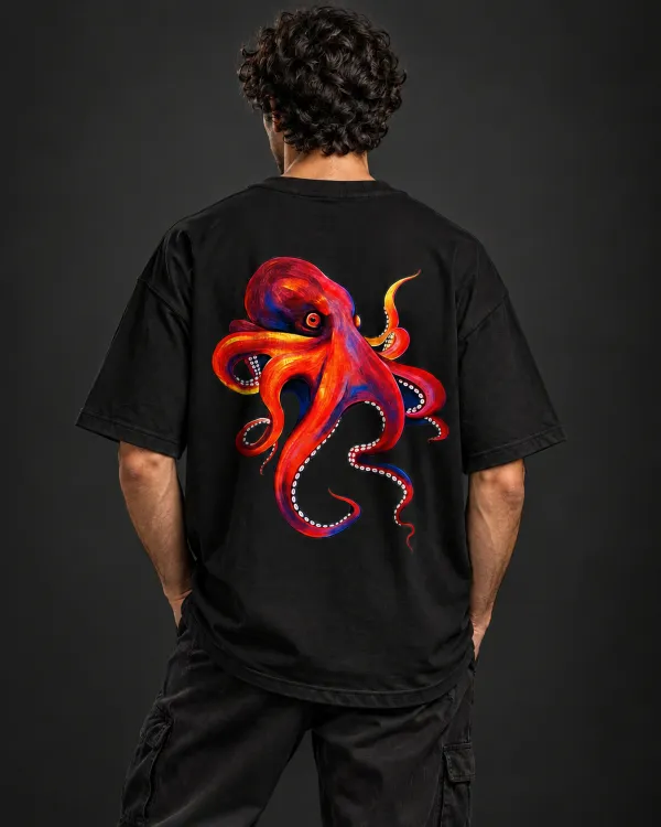 BYCADS_Octopus_Oversized_Black_T-Shirt_|_100%_Cotton_240_GSM_Unisex_Graphic_Streetwear_Tee