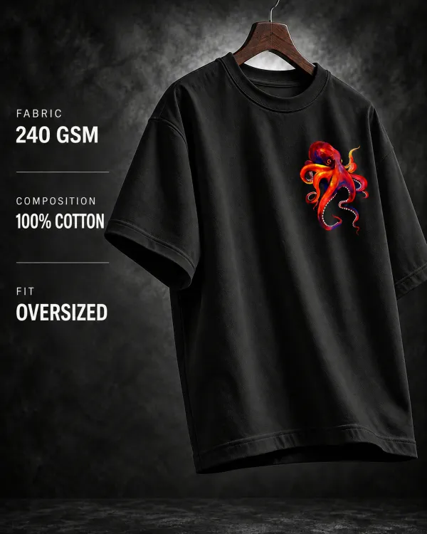 BYCADS_Octopus_Oversized_Black_T-Shirt_|_100%_Cotton_240_GSM_Unisex_Graphic_Streetwear_Tee