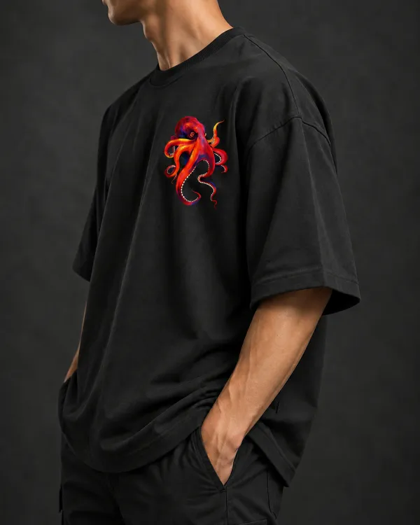 BYCADS_Octopus_Oversized_Black_T-Shirt_|_100%_Cotton_240_GSM_Unisex_Graphic_Streetwear_Tee