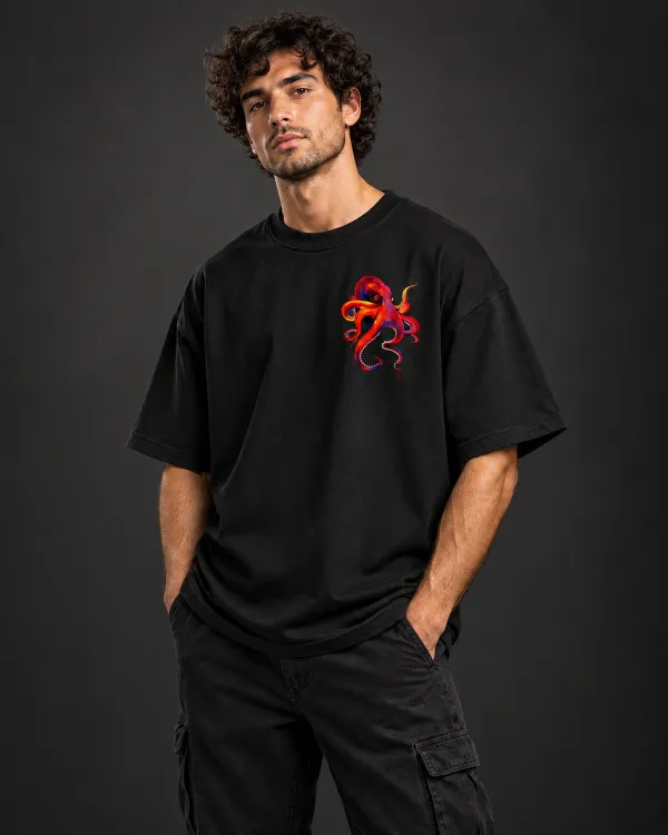 BYCADS_Octopus_Oversized_Black_T-Shirt_|_100%_Cotton_240_GSM_Unisex_Graphic_Streetwear_Tee