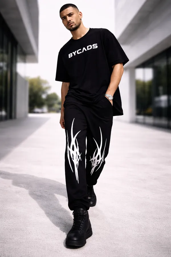 BYCADS_Tribal_Flame_Spike_Black_Joggers_–_Bold_Streetwear_Graphic_Lower