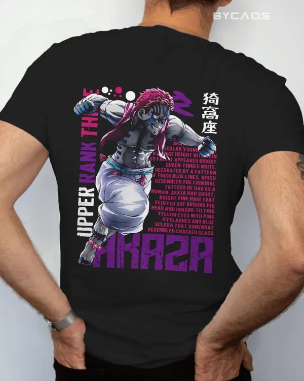 BYCADS_"Upper_Rank_Three"_Akaza_Anime_Graphic_Regular_Fit_T-Shirt