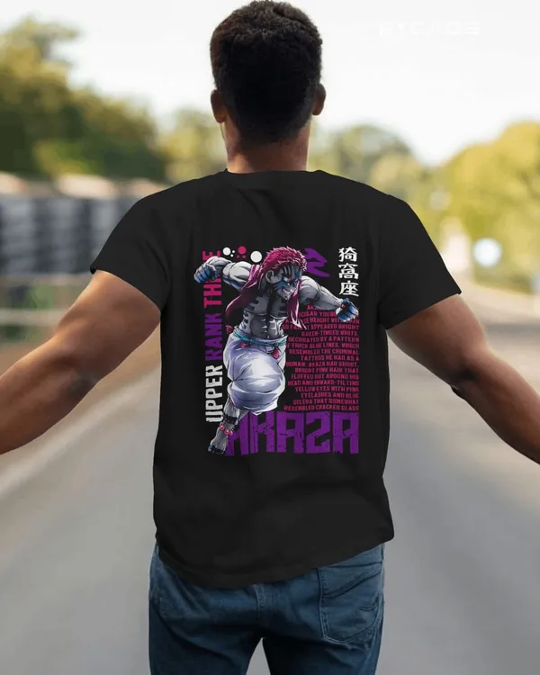 BYCADS_"Upper_Rank_Three"_Akaza_Anime_Graphic_Regular_Fit_T-Shirt