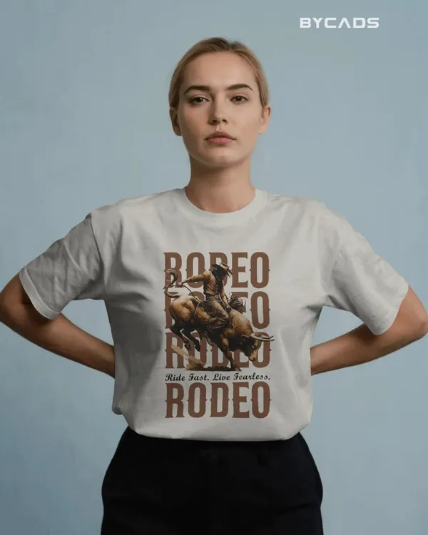 White_Cotton_Rodeo_Rush_Bull_Rider_Graphic_Tee