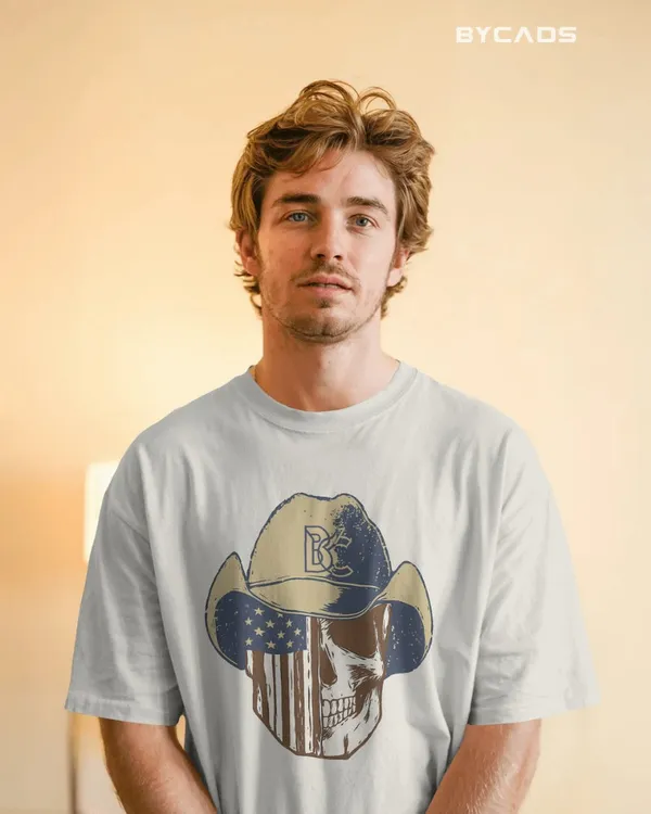 White_Cotton_Cowboy_Skull_Oversized_Unisex_T-Shirt_|_Grunge_Western_Graphic