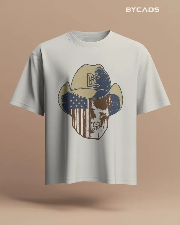 White_Cotton_Cowboy_Skull_Oversized_Unisex_T-Shirt_|_Grunge_Western_Graphic