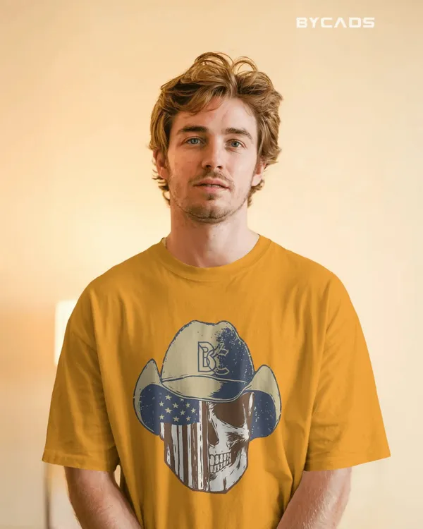 Yellow_Cotton_Cowboy_Skull_Oversized_T-Shirt_|_Grunge_Western_Graphic