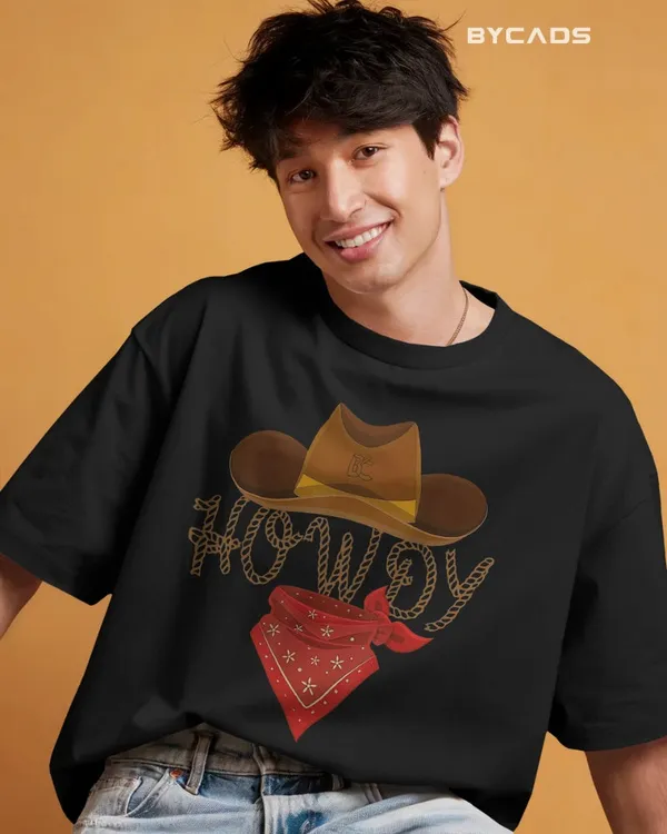 Black_Cotton_Howdy_Cowboy_Oversized_Unisex_T-Shirt_|_Western_Street_Style