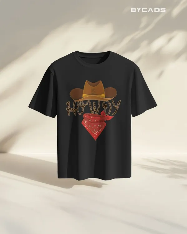 Black_Cotton_Howdy_Cowboy_Oversized_Unisex_T-Shirt_|_Western_Street_Style