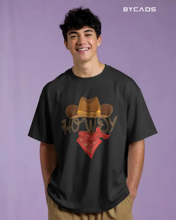 Black_Cotton_Howdy_Cowboy_Oversized_Unisex_T-Shirt_|_Western_Street_Style