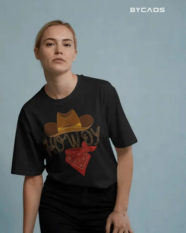 Black_Cotton_Howdy_Cowboy_Oversized_Unisex_T-Shirt_|_Western_Street_Style