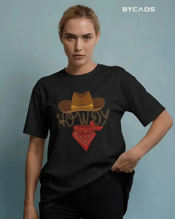 Black_Cotton_Howdy_Cowboy_Oversized_Unisex_T-Shirt_|_Western_Street_Style