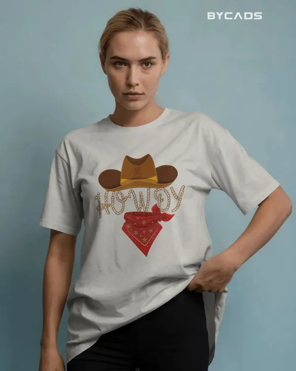 White_Cotton_Howdy_Cowboy_Oversized_Unisex_T-Shirt_|_Western_Street_Style