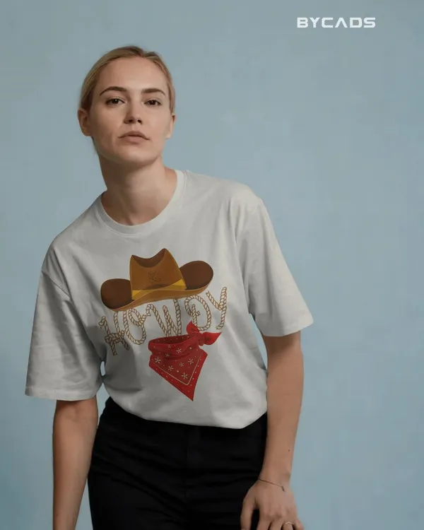 White_Cotton_Howdy_Cowboy_Oversized_Unisex_T-Shirt_|_Western_Street_Style