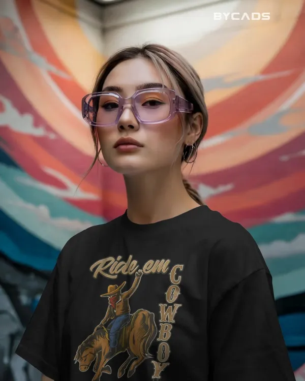 Black_Cotton_Ride_Em_Cowboy_Oversized_Unisex_T-Shirt_|_Western_Streetwear
